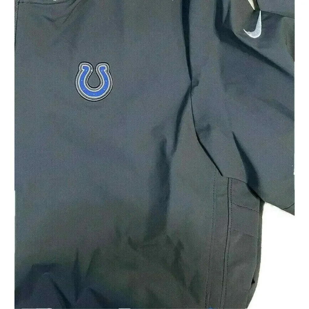 NIKE NFL Ind Colts Hot Dk Grey S/S Football Pullover Qtr Zip Jacket New Mens LG
